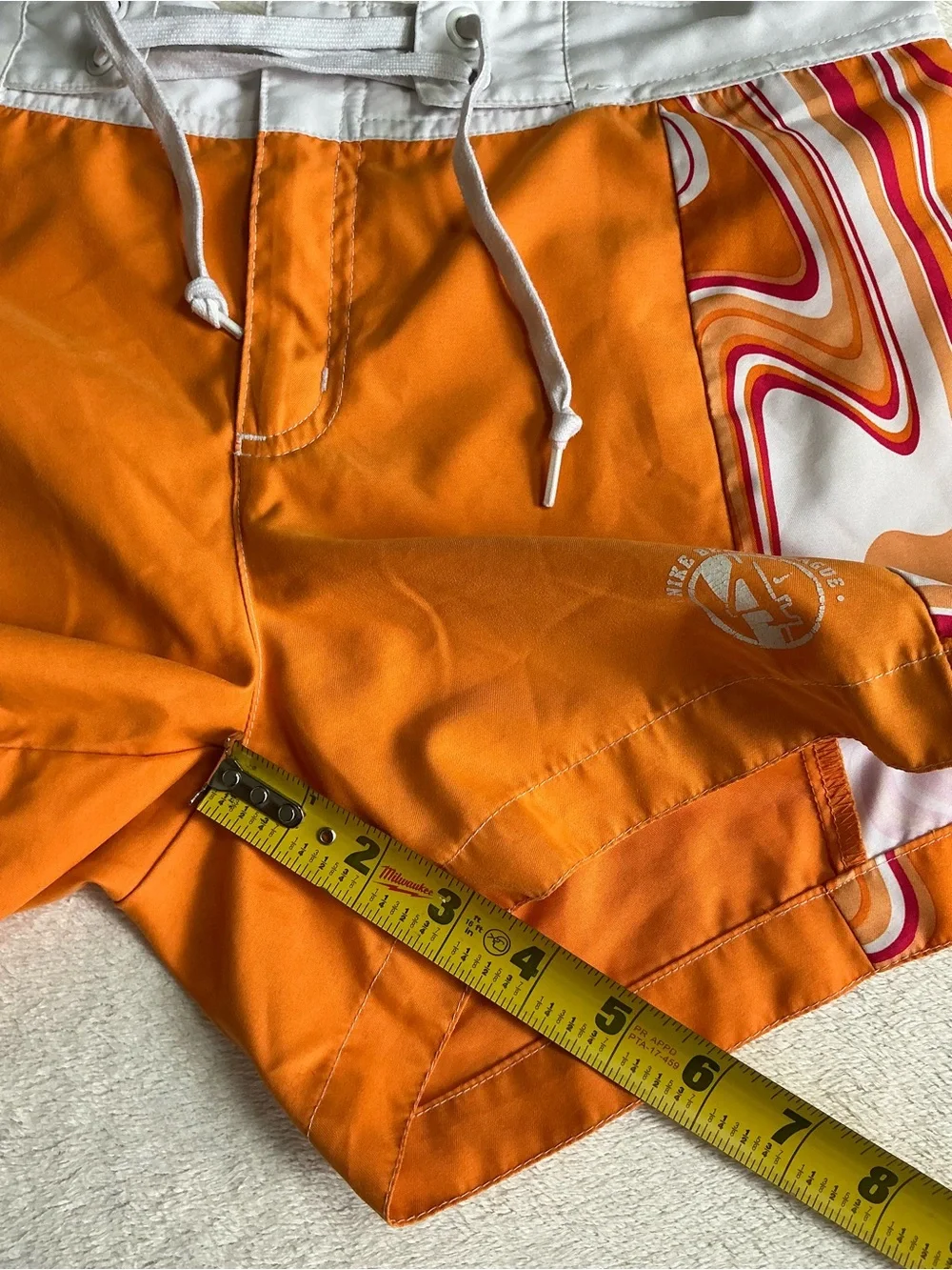 Nike Beach League Women's Swim Board Shorts Size Small 4-6 Orange Abstract